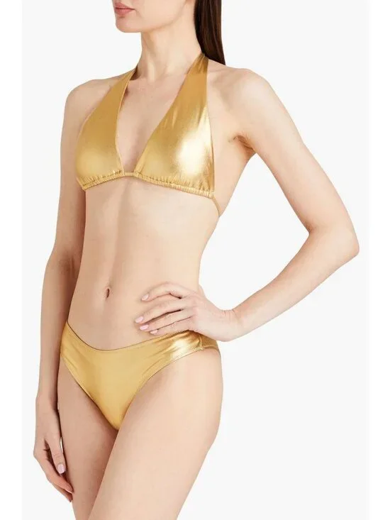 NWT SOLID & STRIPED The Nani metallic mid-rise bikini briefs Size Small $108 - Picture 1 of 13
